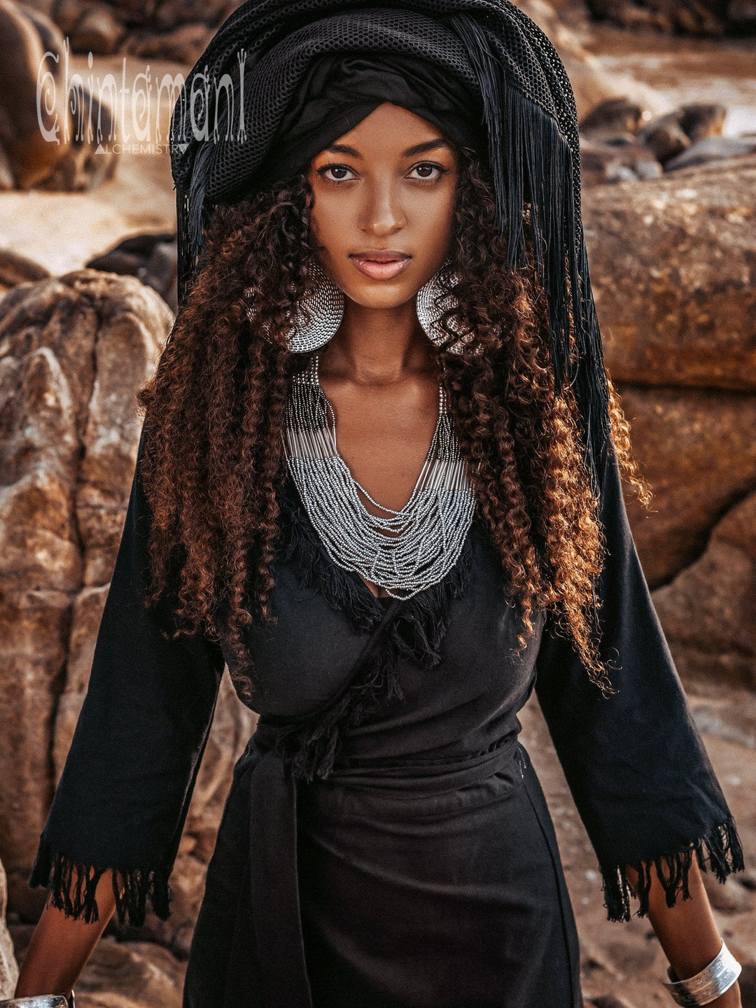 Wrap Boho Dress / Black - ChintamaniAlchemi