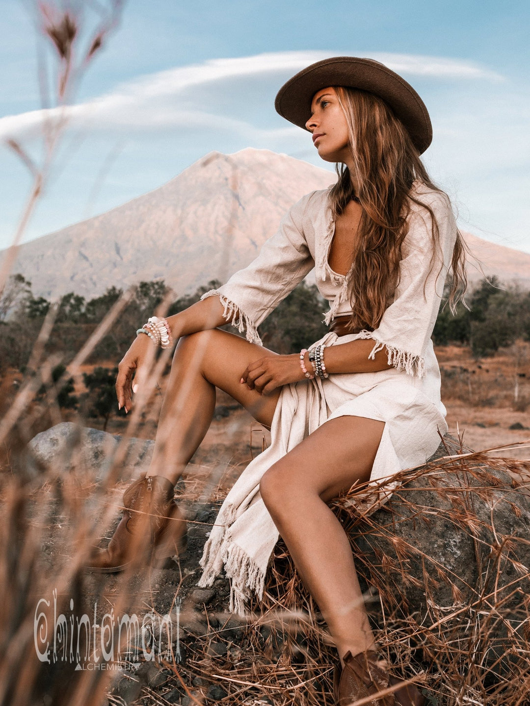 Wrap Boho Dress / Off White - ChintamaniAlchemi XL Wrap Boho Dress / Off White - ChintamaniAlchemi XL