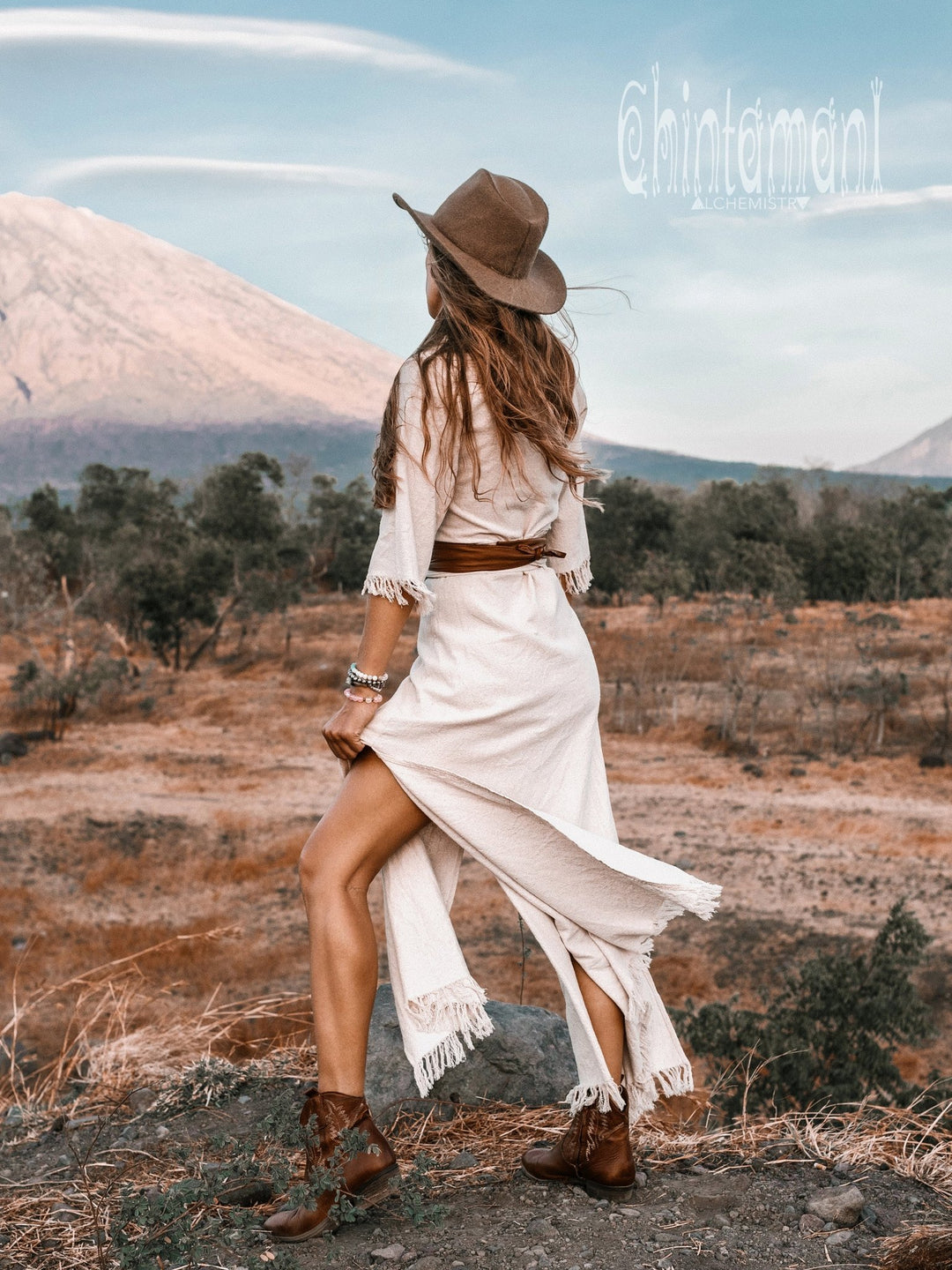 Wrap Boho Dress / Off White - ChintamaniAlchemi XL Wrap Boho Dress / Off White - ChintamaniAlchemi XL