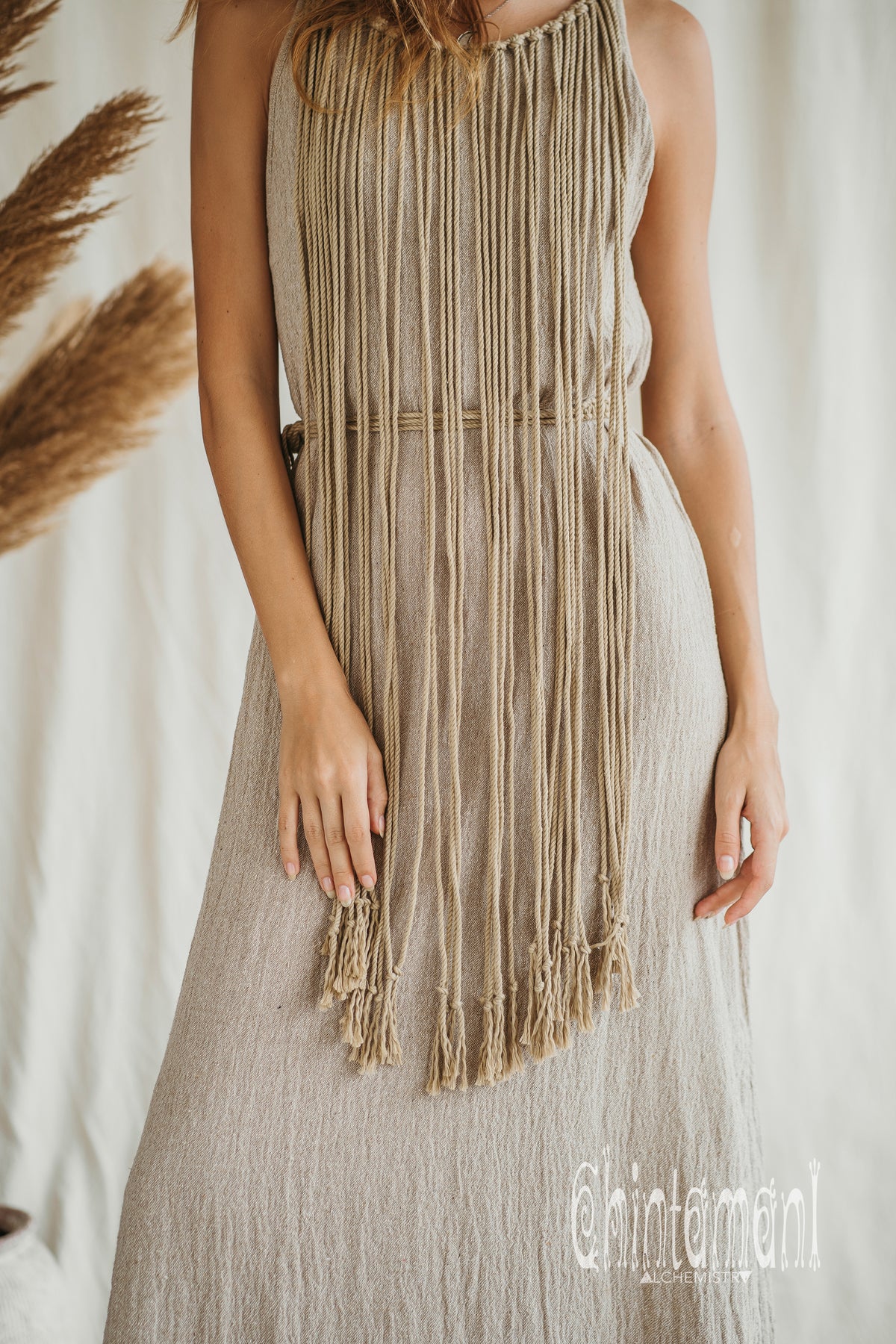 Rope Collar Dress / Beige