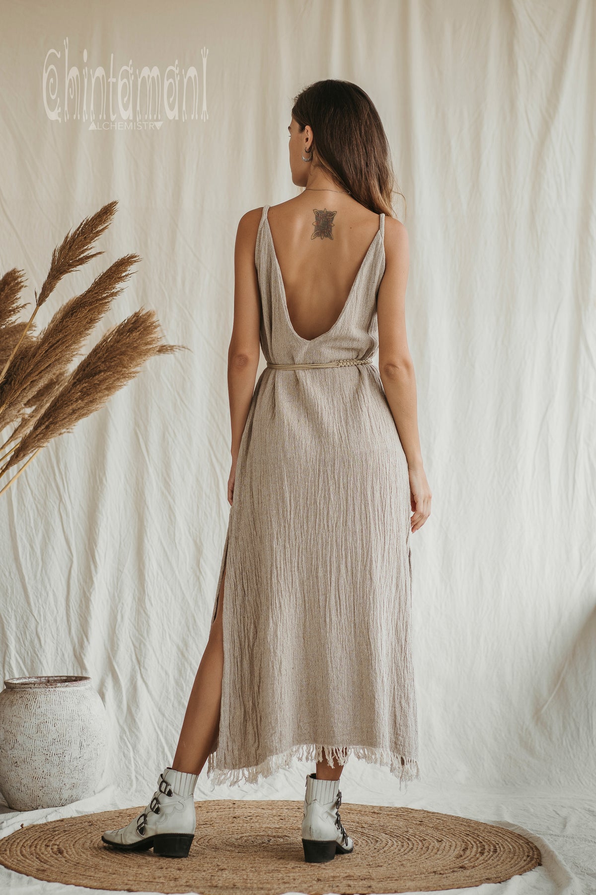 V-neck Maxi Dress / Beige