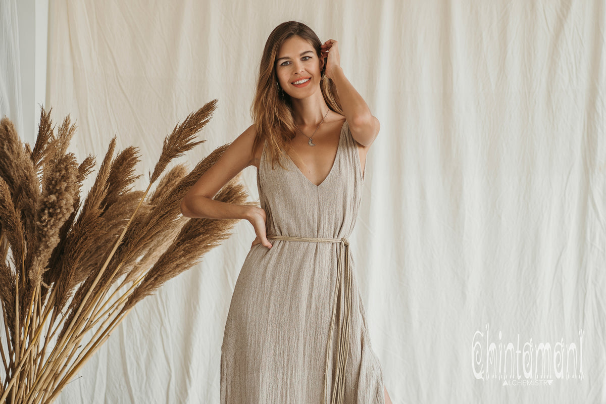 V-neck Maxi Dress / Beige