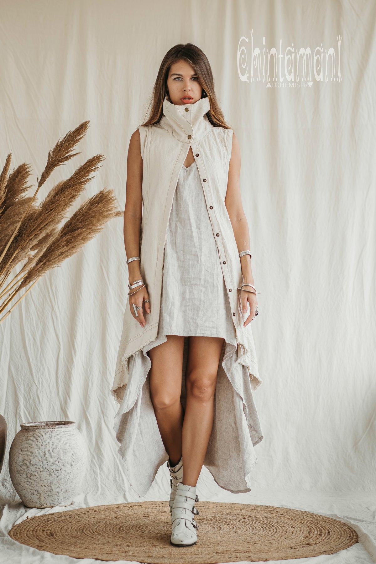 Frock Coat / Long Boho Vest / Cotton Canvas / Off White