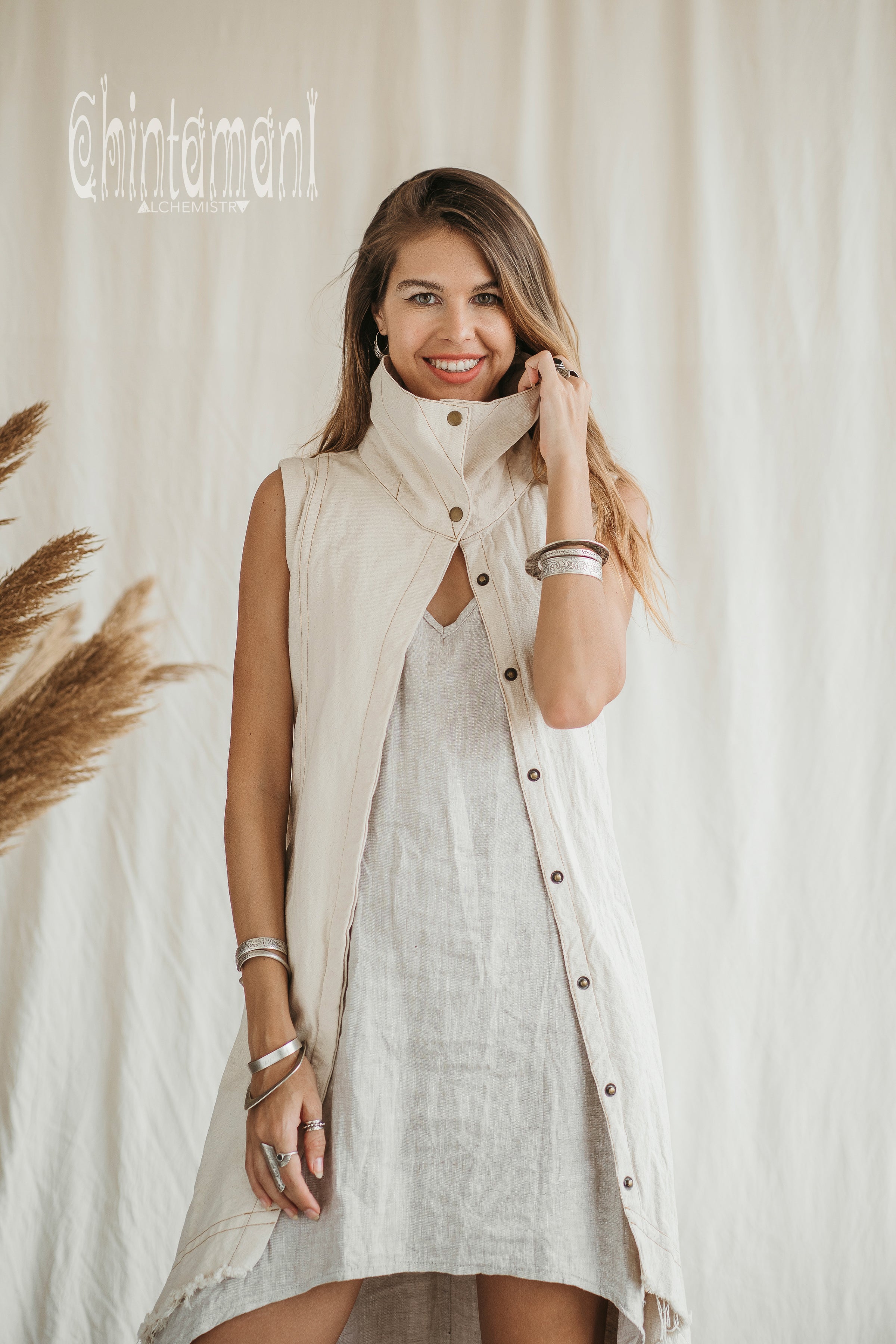 Frock Coat / Long Boho Vest / Cotton Canvas / Off White