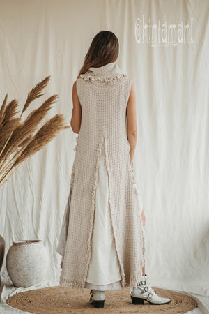 Frock Bolero Top with Long Tail / Raw Cotton / Off White