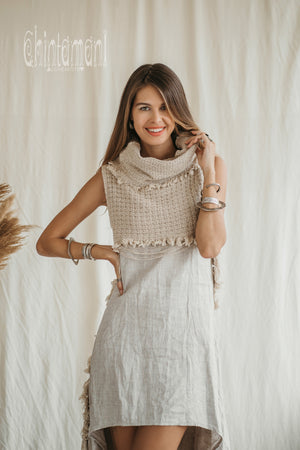 Frock Bolero Top with Long Tail / Raw Cotton / Off White