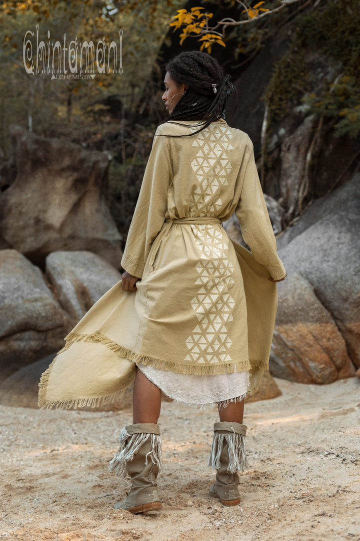 Alma Libra Cotton Canvas Vegan Fringe Boots / Boho High Shoes / Army Green - ChintamaniAlchemi