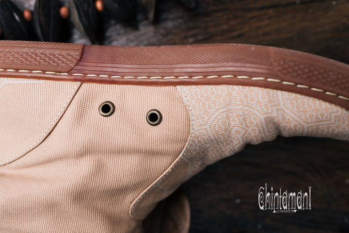 Alma Libra Cotton Canvas Vegan Fringe Boots / Boho High Shoes / Beige - ChintamaniAlchemi