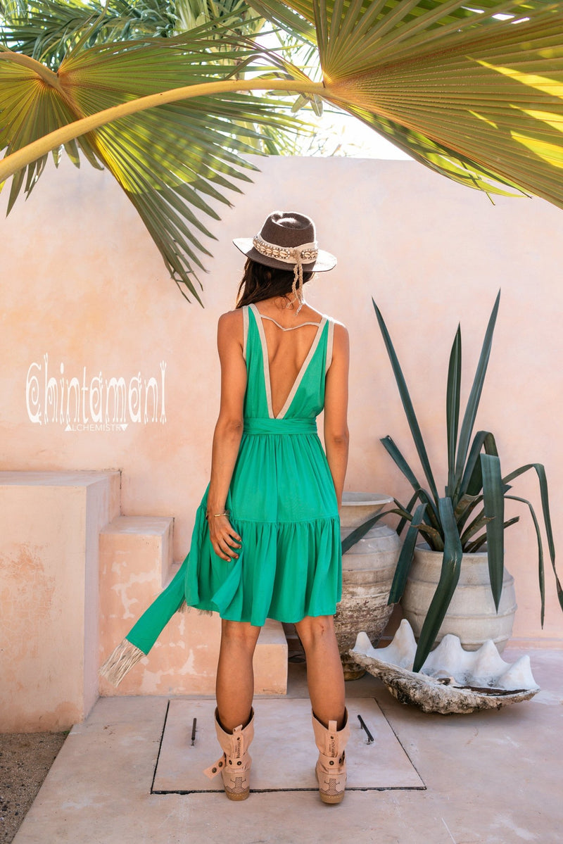 Alma Libra Tiered Midi Dress / Bamboo / Green - ChintamaniAlchemi