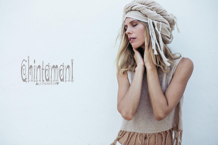 Aroha Tino Crop Top / Handwoven Raw Cotton / Beige - ChintamaniAlchemi