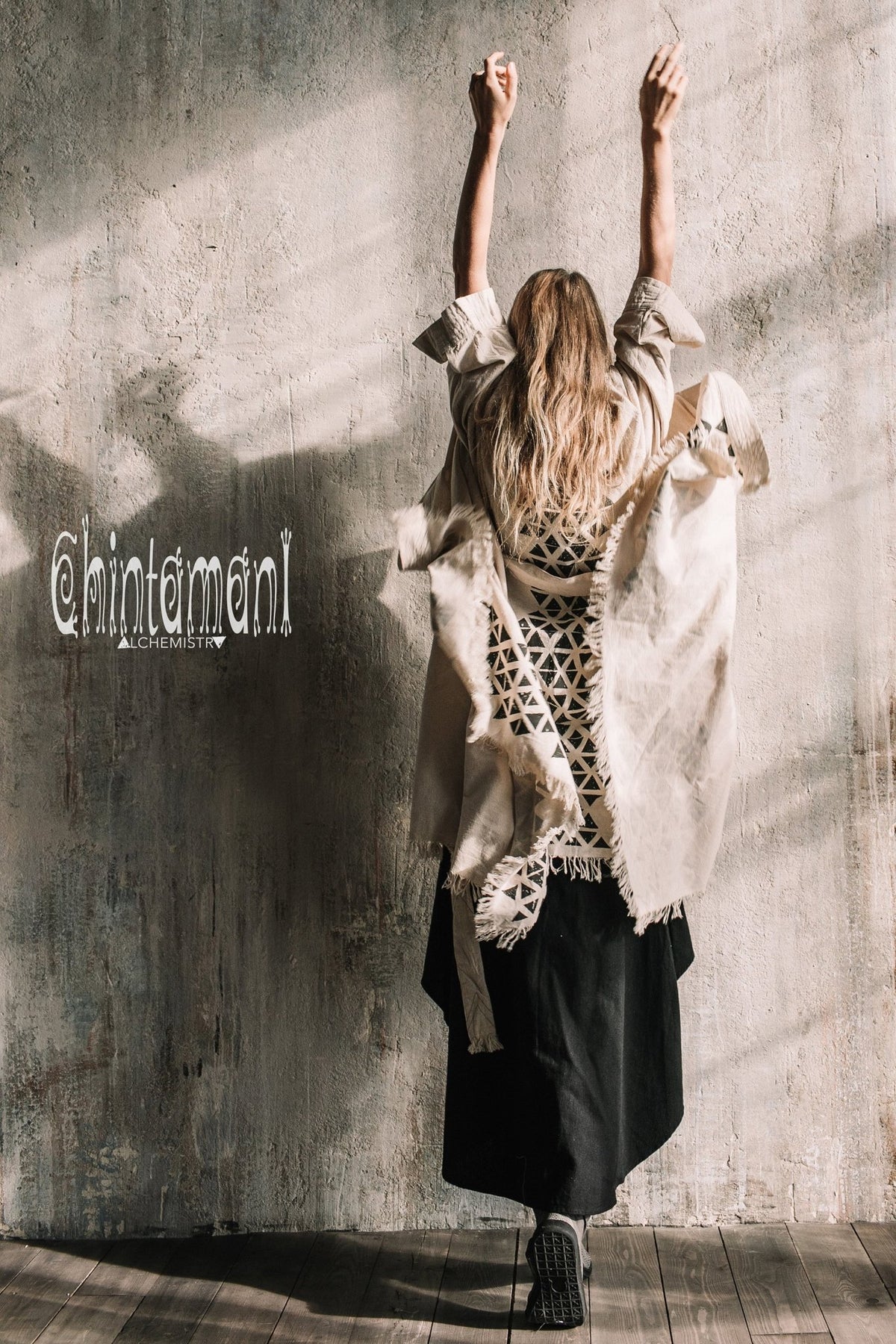 Asymmetric Huge Mantle Cardigan for Women / Raw Cotton Kimono Wrap / Off White - ChintamaniAlchemi