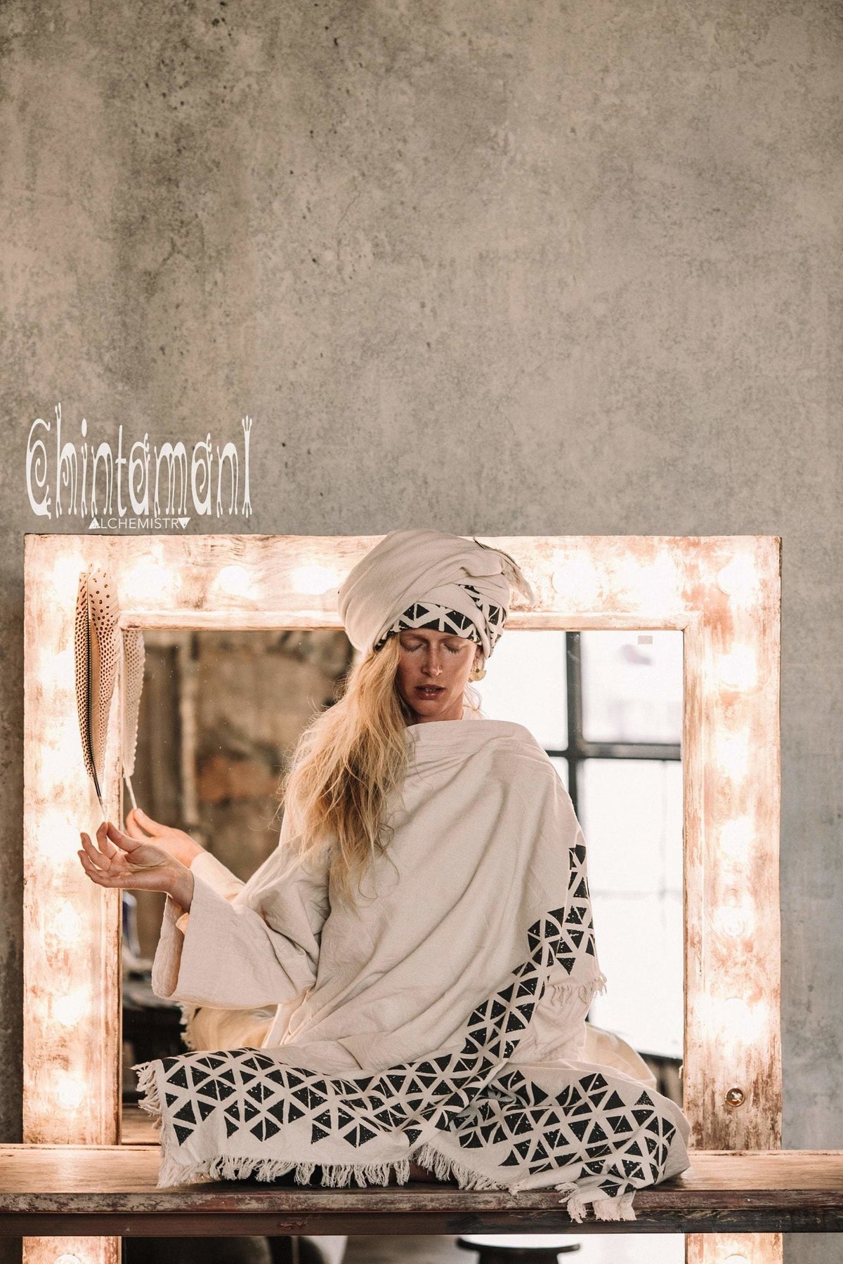 Asymmetric Huge Mantle Cardigan for Women / Raw Cotton Kimono Wrap / Off White - ChintamaniAlchemi