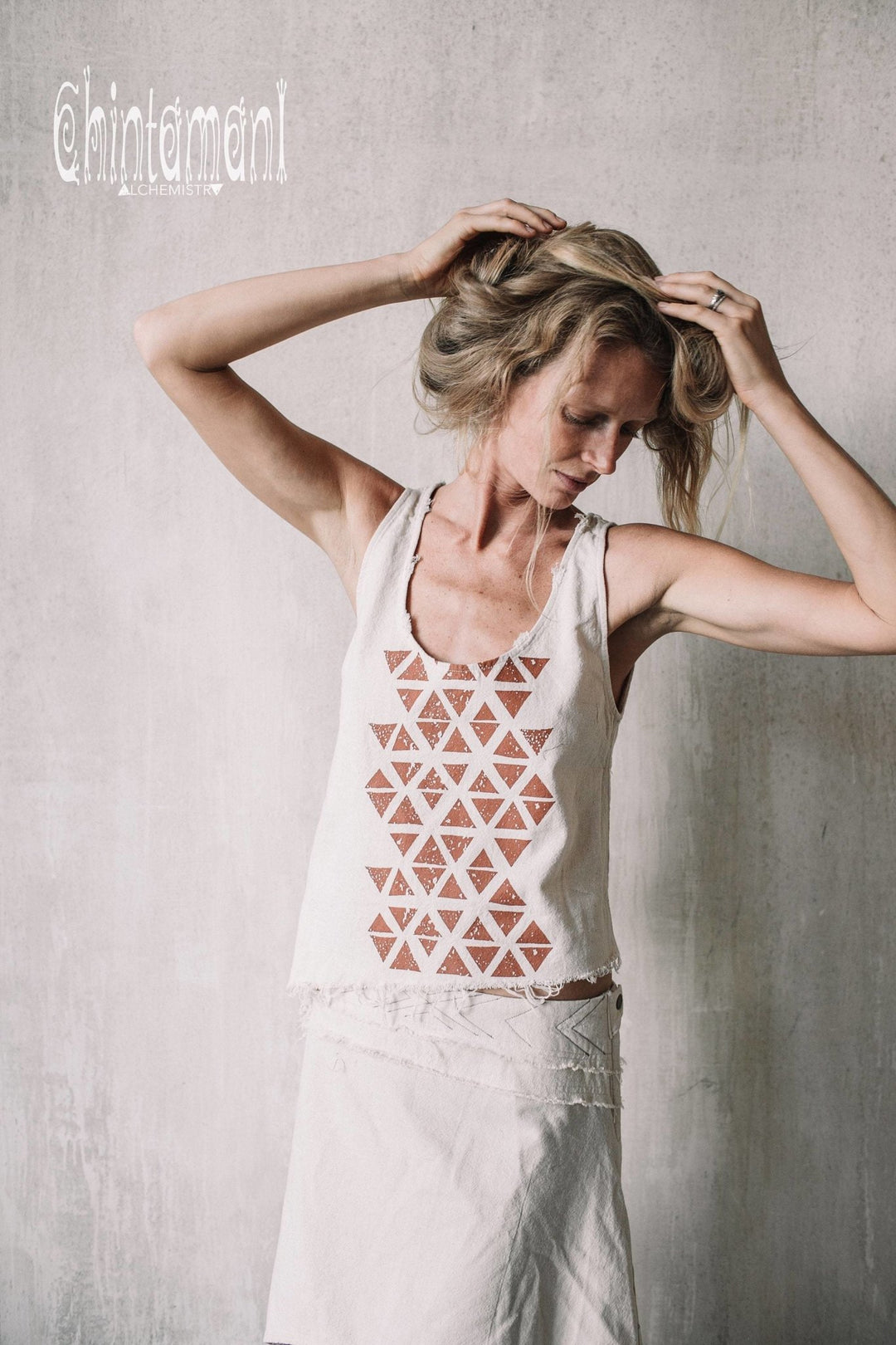 Asymmetrical Raw Cotton Crop Top for Women / Atua Tino White - ChintamaniAlchemi