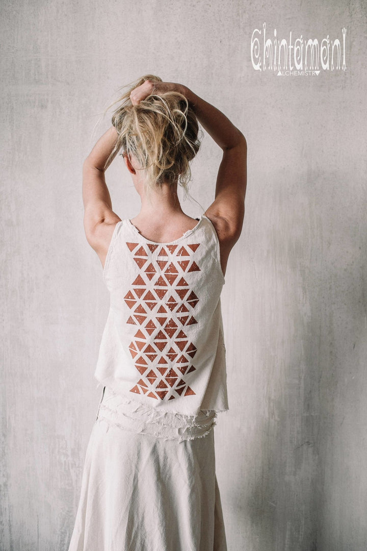 Asymmetrical Raw Cotton Crop Top for Women / Atua Tino White - ChintamaniAlchemi