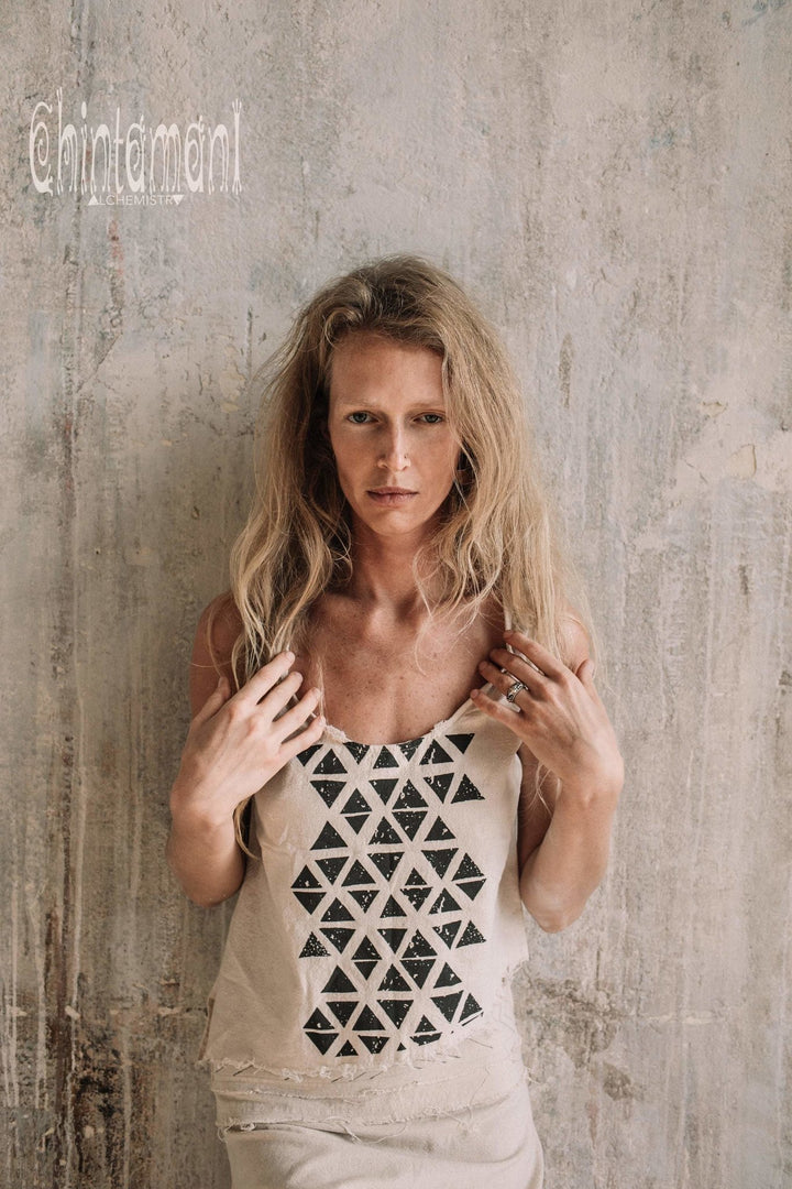 Asymmetrical Raw Cotton Crop Top for Women / Atua Tino White - ChintamaniAlchemi