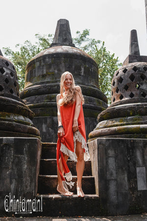 Bamboo Corner Fringe Dress for Women / Red Ochre - ChintamaniAlchemi