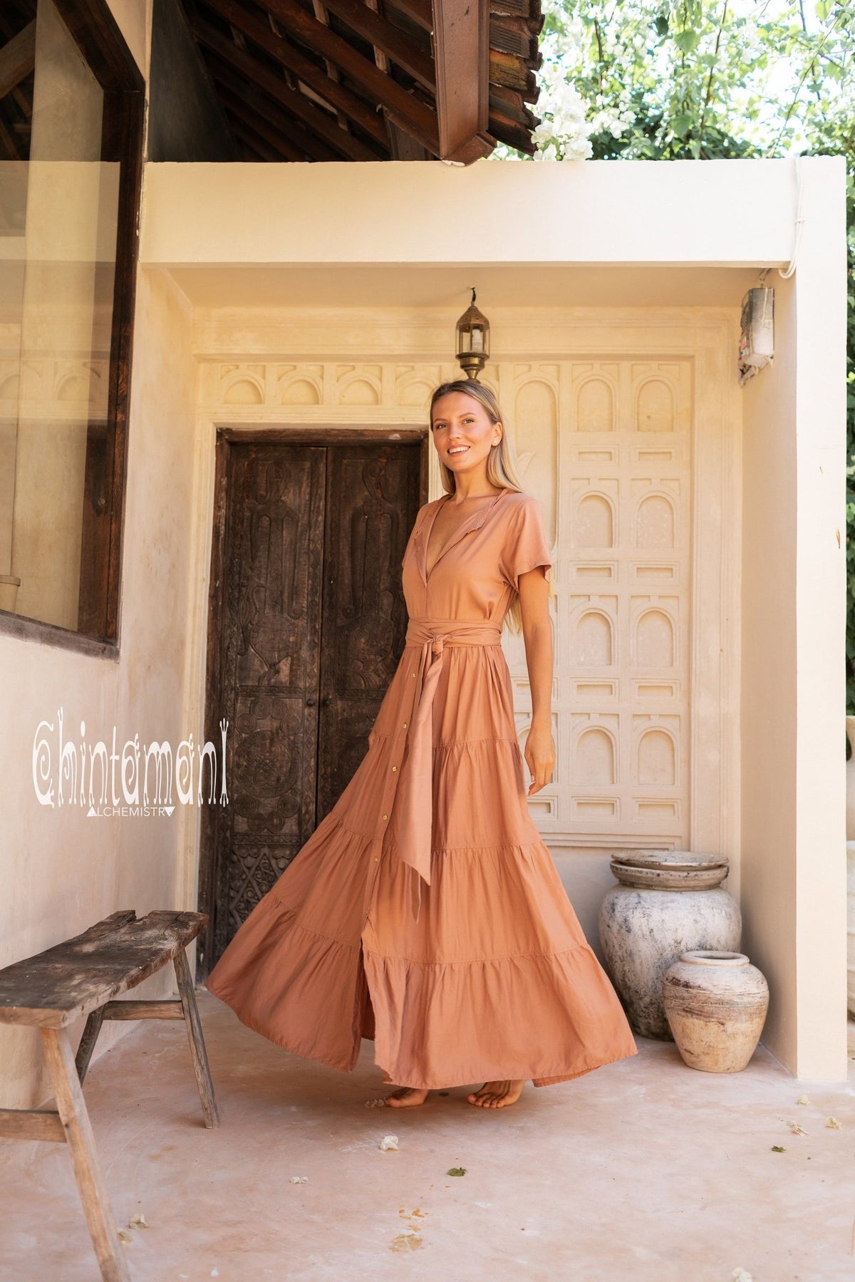 Bamboo Maxi Shirt Dress / Dusty Pink - ChintamaniAlchemi