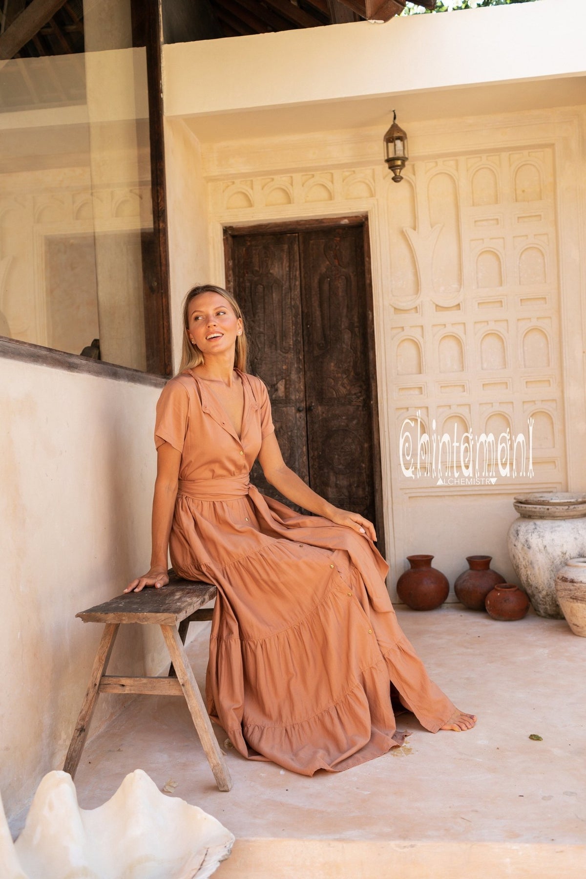 Bamboo Maxi Shirt Dress / Dusty Pink - ChintamaniAlchemi