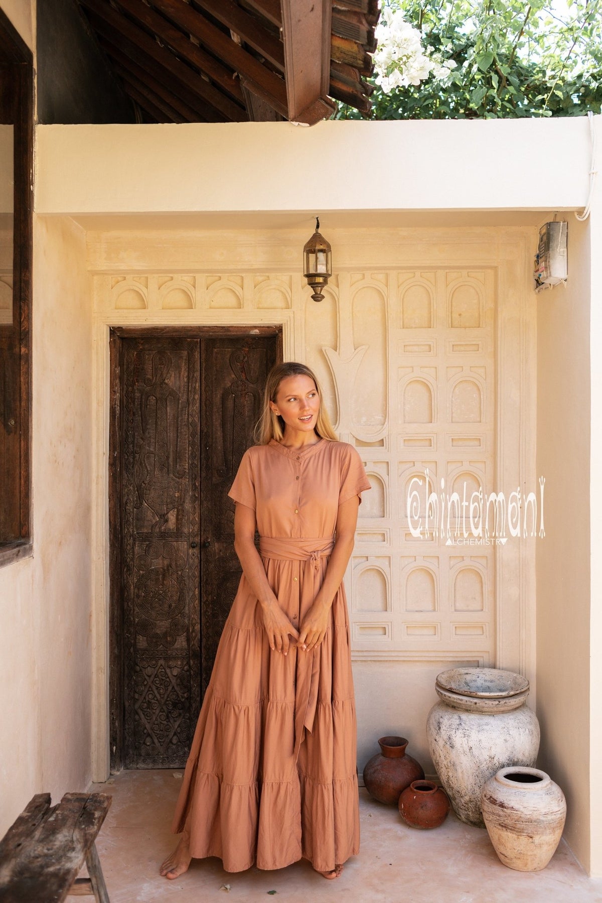 Bamboo Maxi Shirt Dress / Dusty Pink - ChintamaniAlchemi