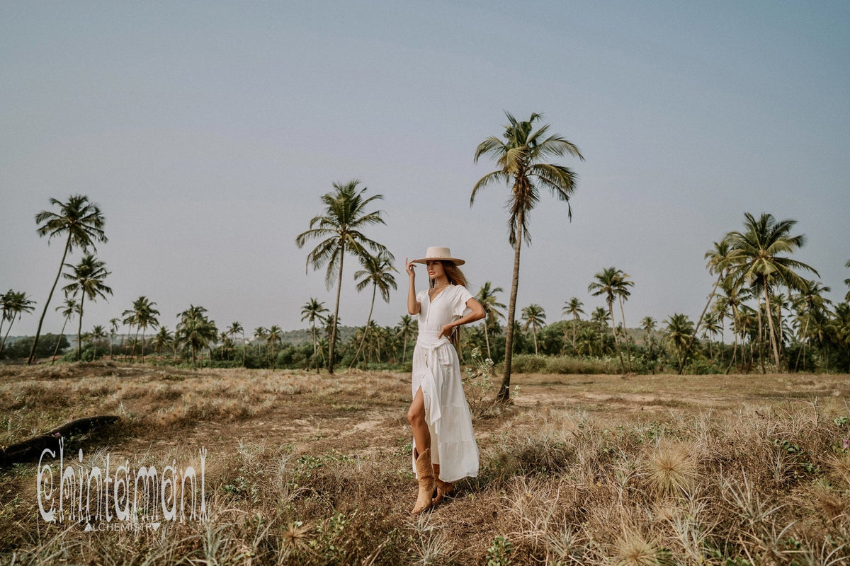 Bamboo Maxi Shirt Dress / Off White - ChintamaniAlchemi