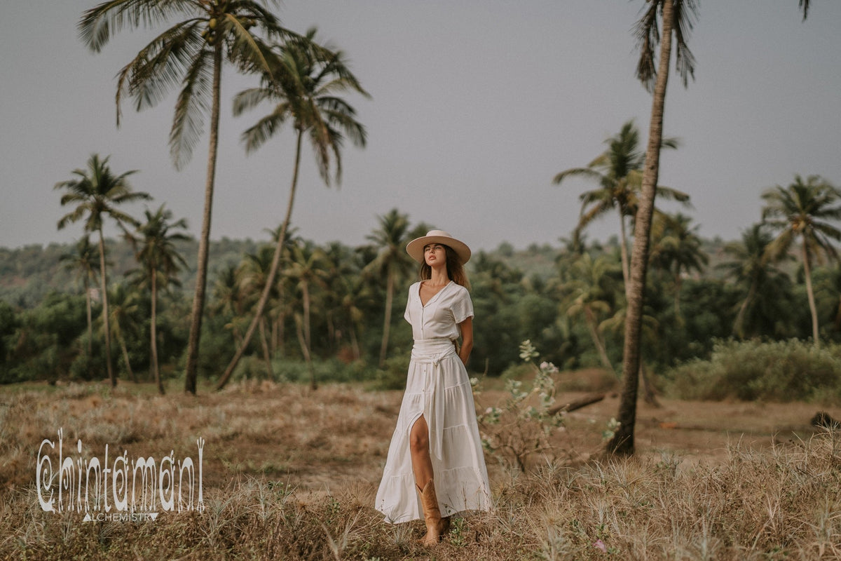 Bamboo Maxi Shirt Dress / Off White - ChintamaniAlchemi