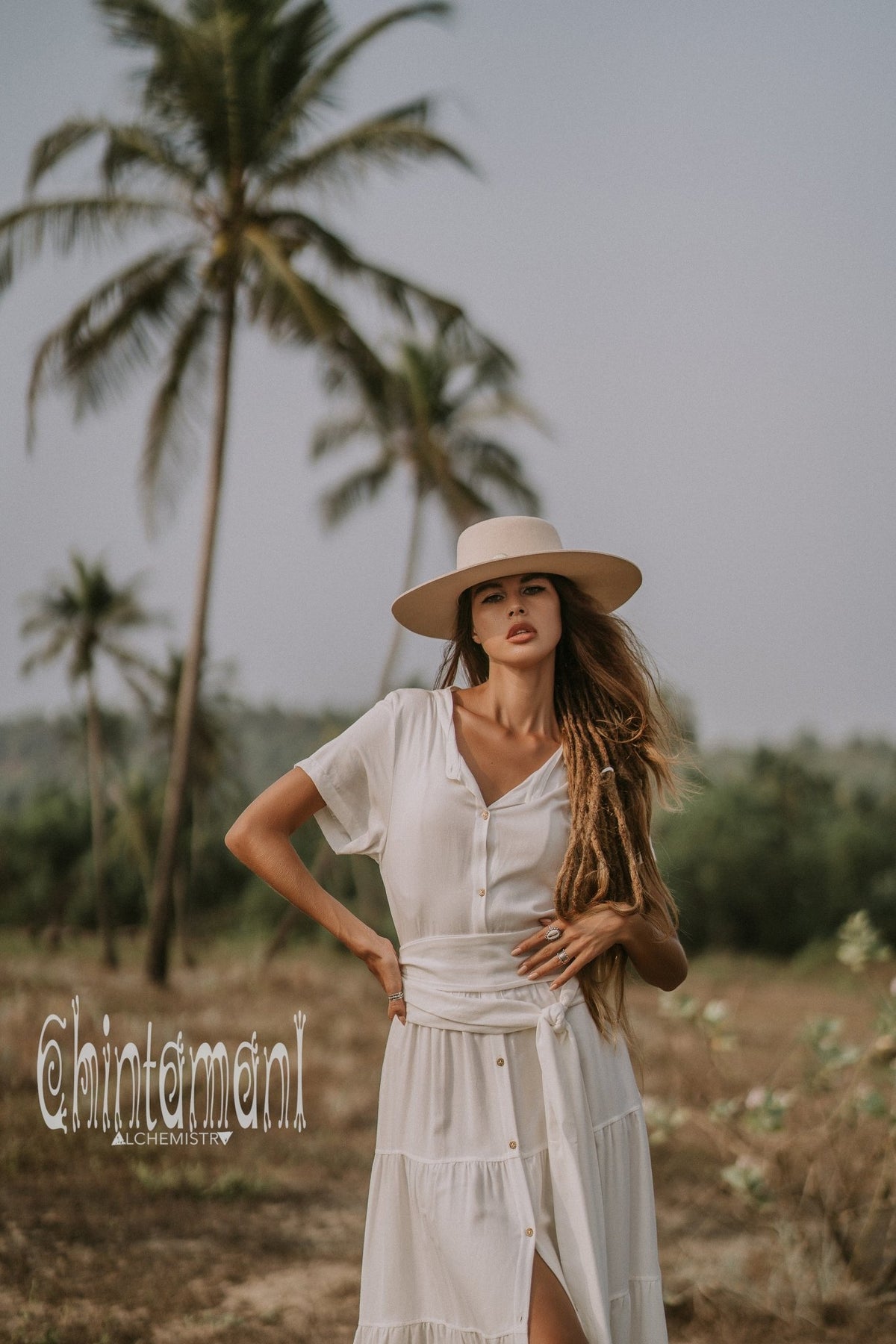 Bamboo Maxi Shirt Dress / Off White - ChintamaniAlchemi