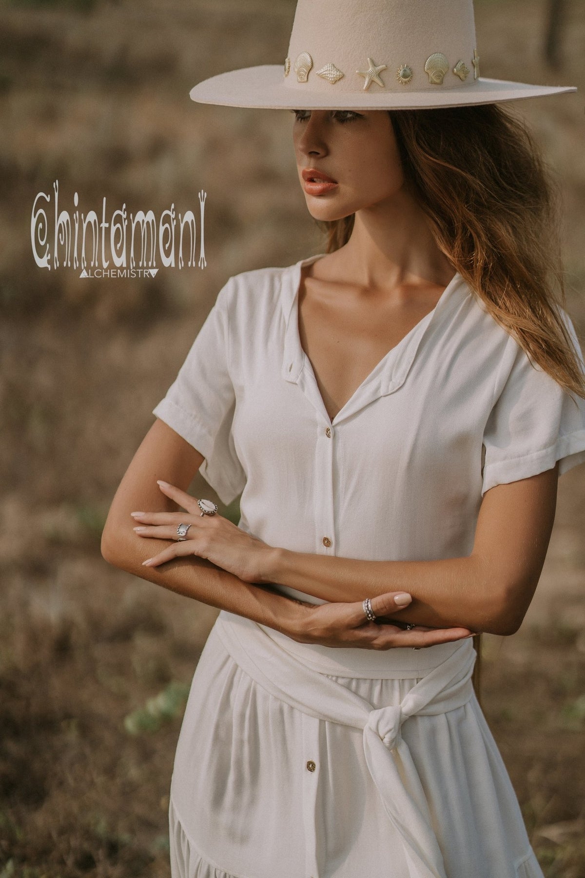 Bamboo Maxi Shirt Dress / Off White - ChintamaniAlchemi