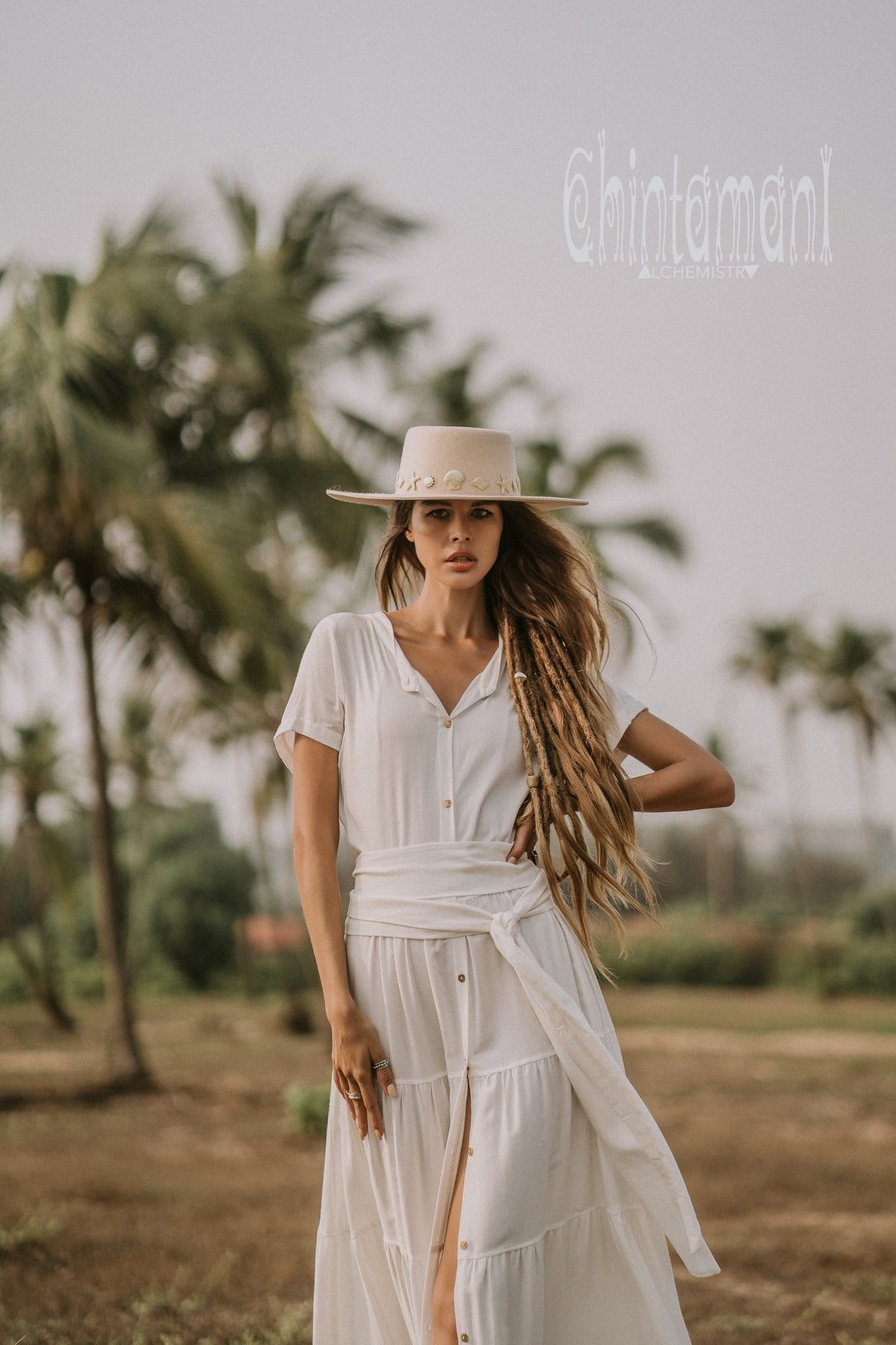 Bamboo Maxi Shirt Dress / Off White - ChintamaniAlchemi