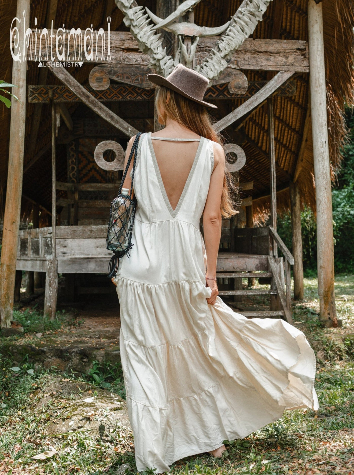 Bamboo Maxi Tiered Dress / Off White - ChintamaniAlchemi