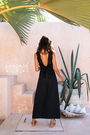 Bamboo Sleeveless Wrap Dress / Black - ChintamaniAlchemi