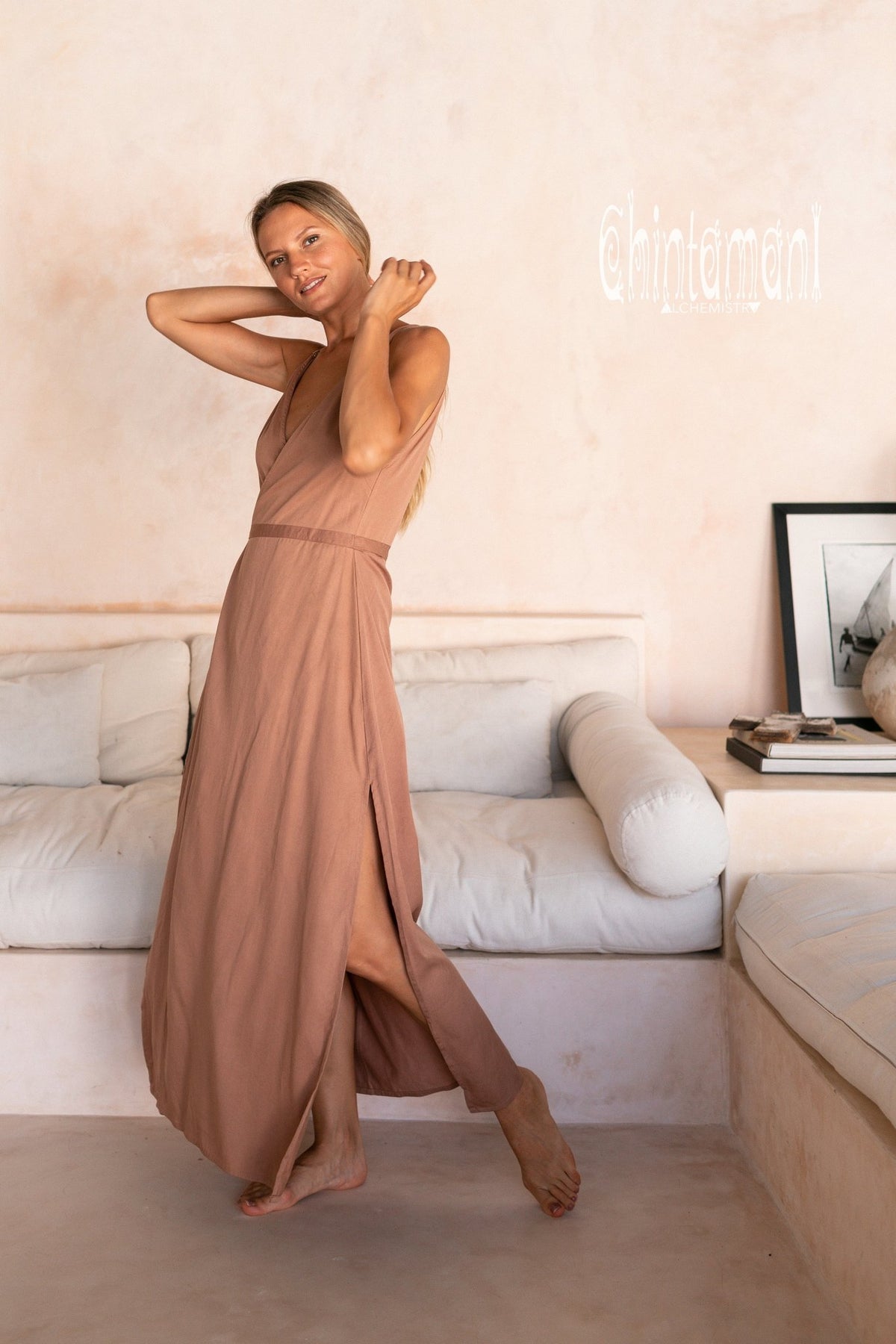 Bamboo Sleeveless Wrap Dress / Dusty Pink - ChintamaniAlchemi