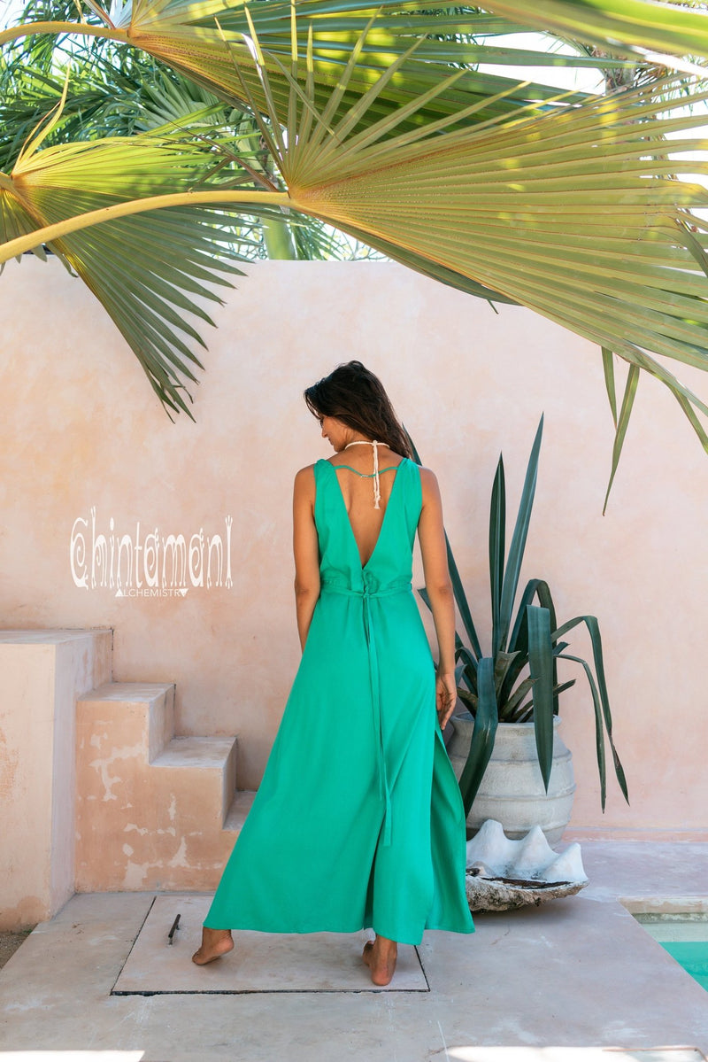 Bamboo Sleeveless Wrap Dress / Green - ChintamaniAlchemi