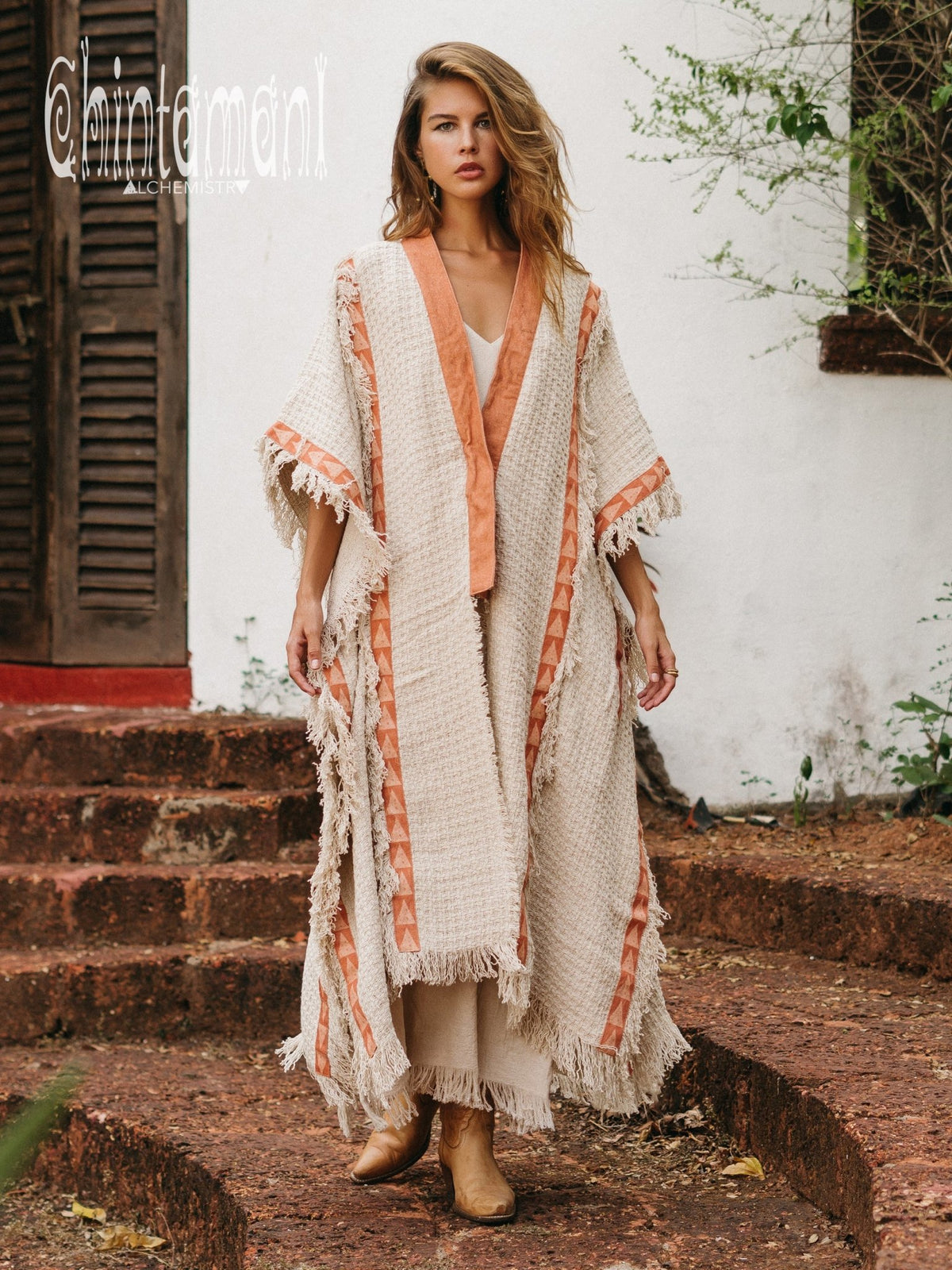 Berber Poncho Coat for Women / Off White - ChintamaniAlchemi