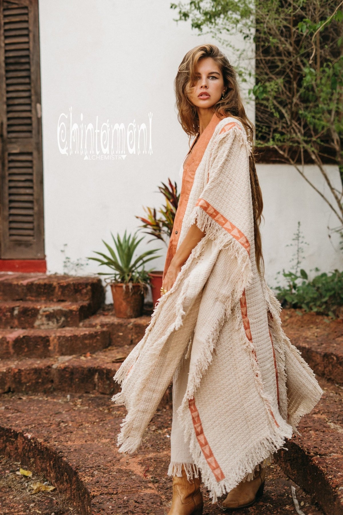 Berber Poncho Coat for Women / Off White - ChintamaniAlchemi