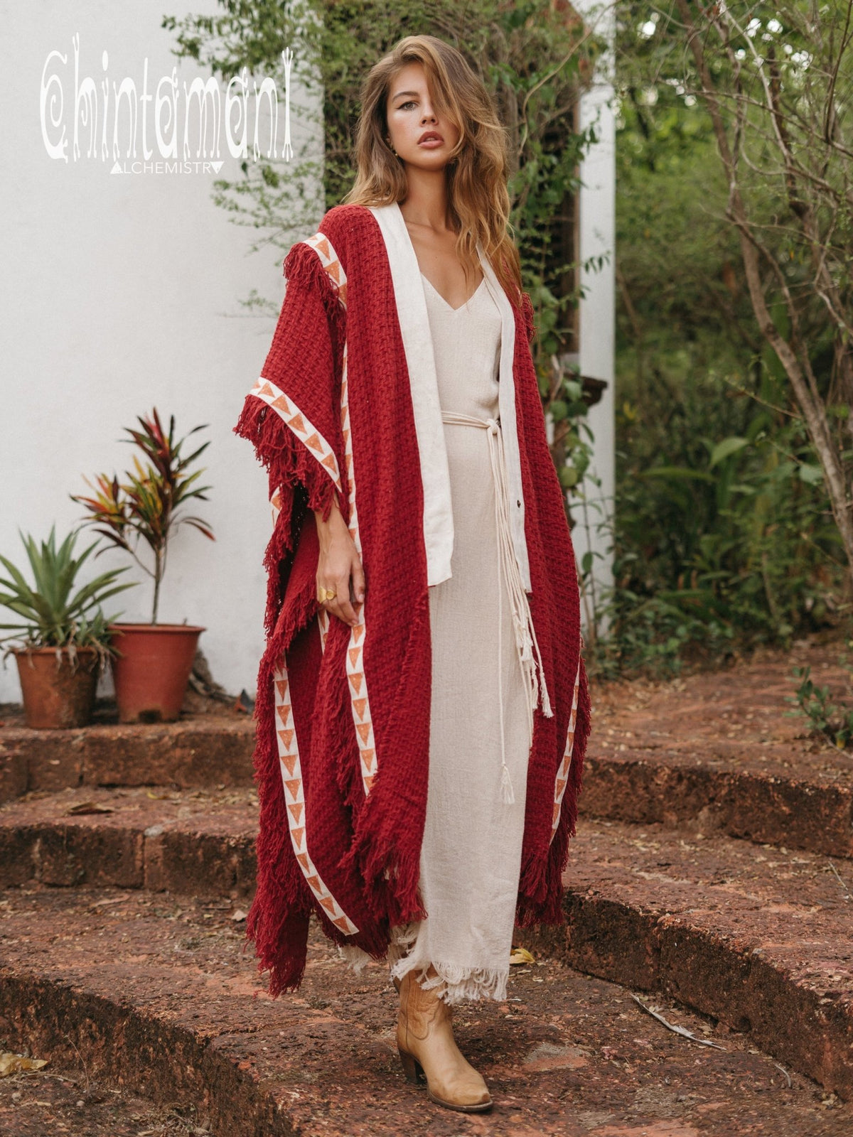 Berber Poncho Coat for Women / Red Ochre - ChintamaniAlchemi