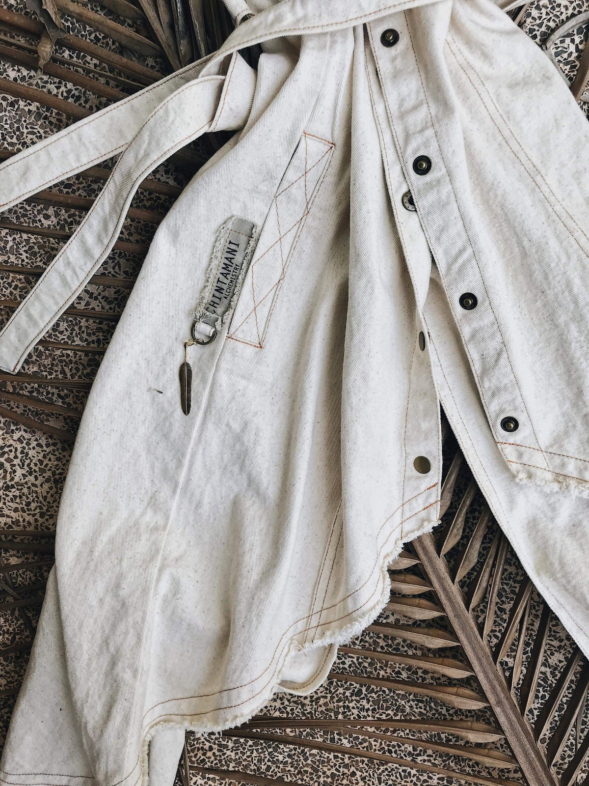 Bohemian Denim Frock Coat / Stonewashed Denim / Off White - ChintamaniAlchemi