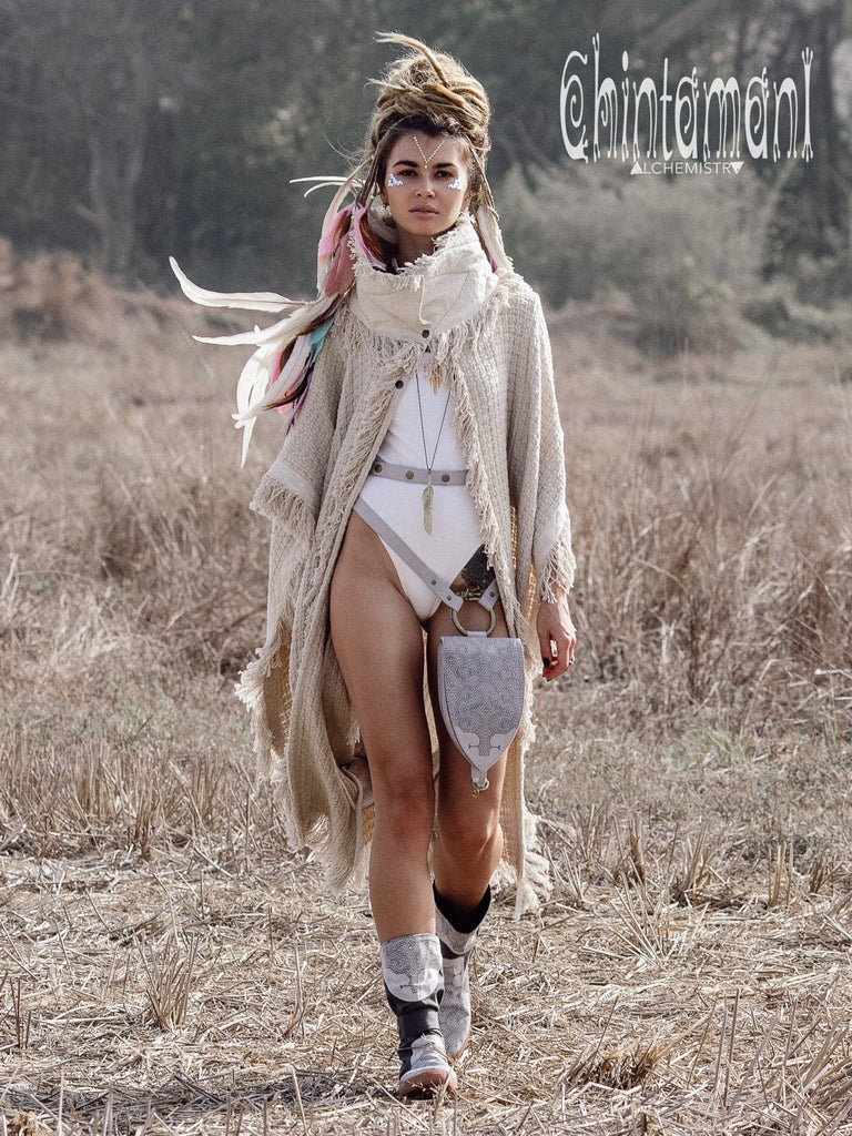 Bohemian Poncho Coat for Women / Freaky Kaftan Jacket / Off White -  ChintamaniAlchemi