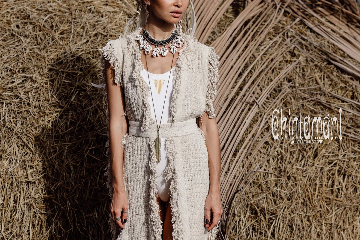 Burning Man Vest Jacket / Gypsy Boho Cardigan for Women / Free Size - ChintamaniAlchemi