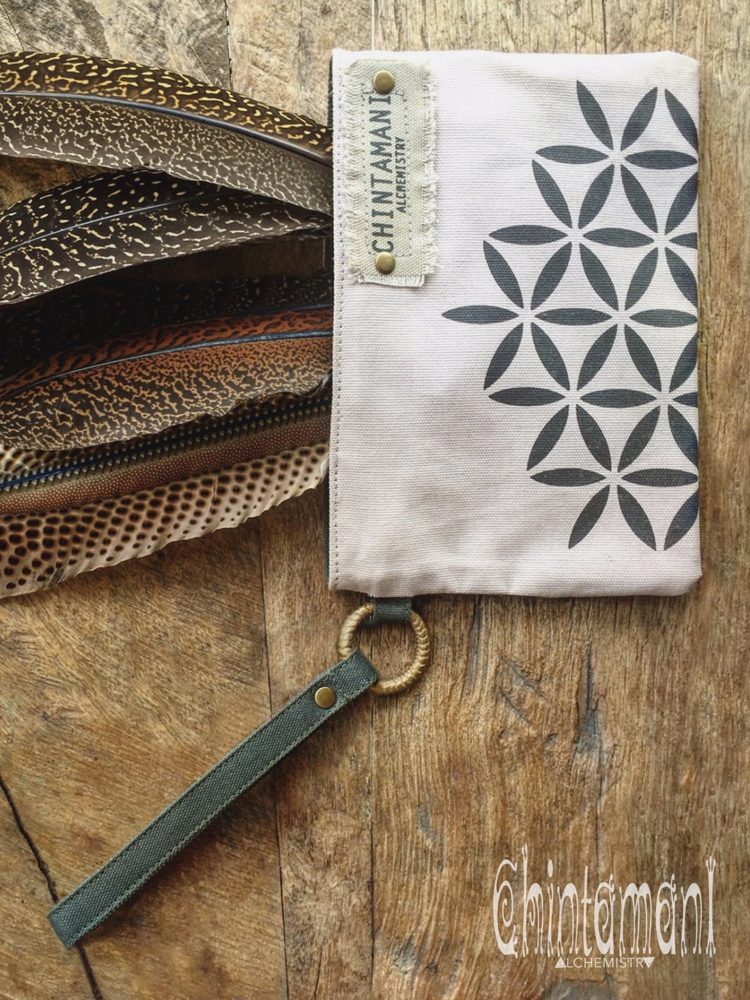 Clutch Wallet with Flower of Life Print / Cotton Canvas - ChintamaniAlchemi