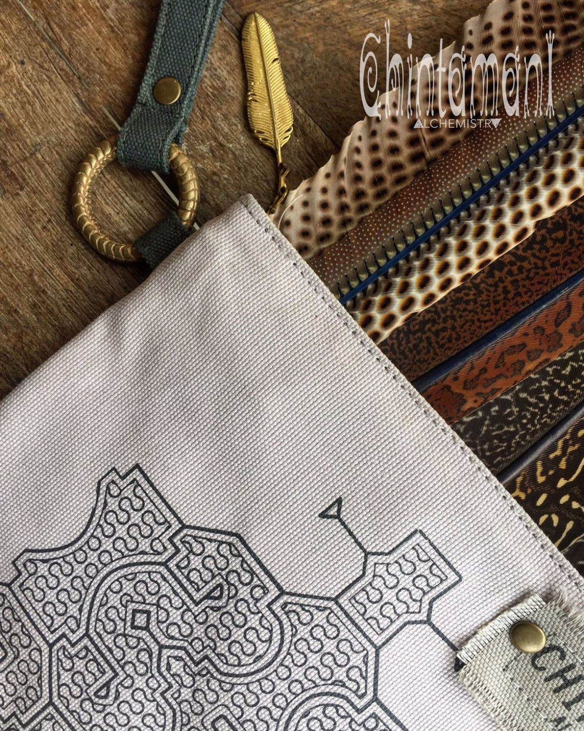 Clutch Wallet with Shipibo Print / Cotton Canvas - ChintamaniAlchemi