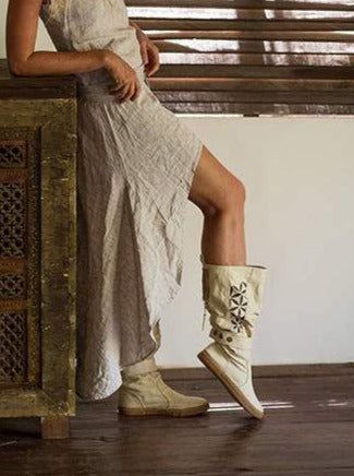 Kør væk Håndbog Dwelling Cotton Canvas Vegan Boots / High Shoes with Flower of Life Print / Off –  ChintamaniAlchemi