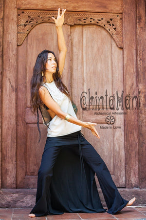 Cotton Flare Pants with Skirt for Women / Black - ChintamaniAlchemi