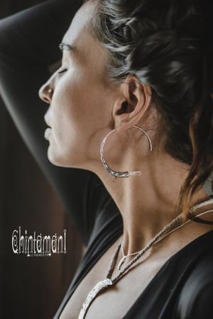 Crystal Quartz Hoop Earrings / 925 Silver - ChintamaniAlchemi