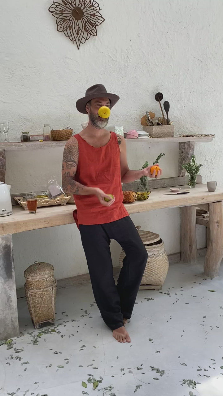 Linen Tank Top / Red Ochre