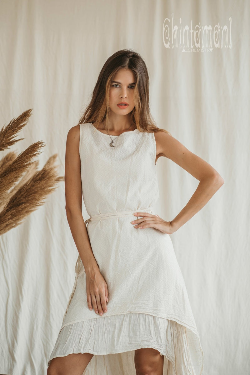 Double Layer Cotton Dress / 100% Cotton / Off White - ChintamaniAlchemi