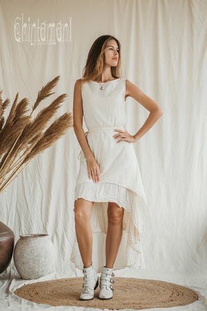 Double Layer Cotton Dress / 100% Cotton / Off White - ChintamaniAlchemi