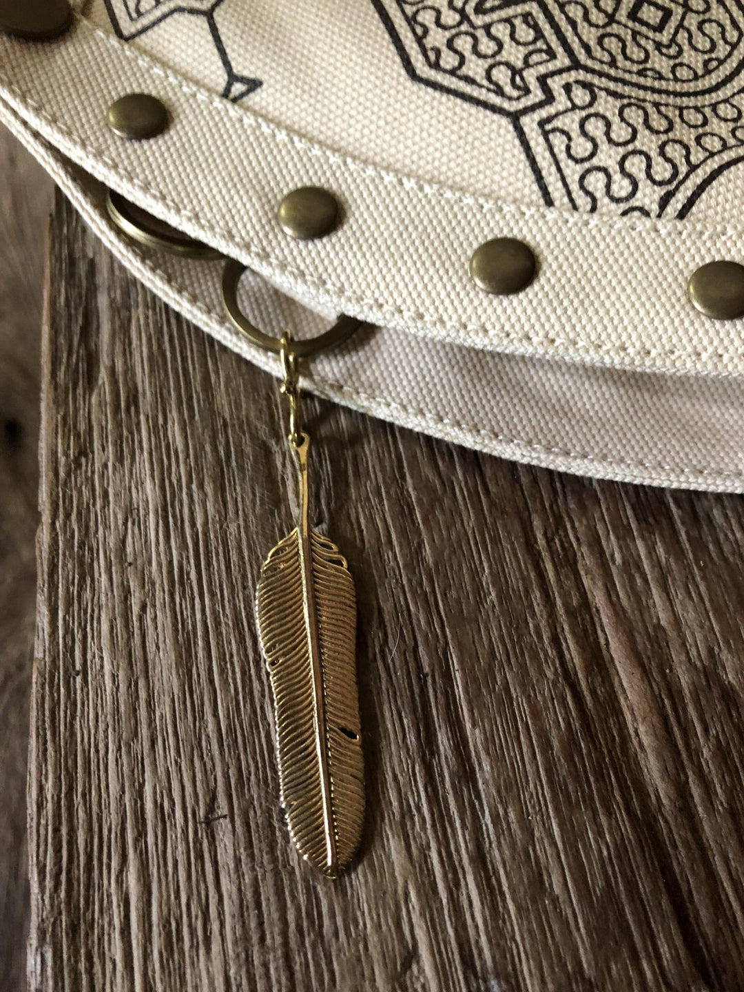 Extra Brass Feather Pendant by Chintamani - Eagle Feather Charm - ChintamaniAlchemi