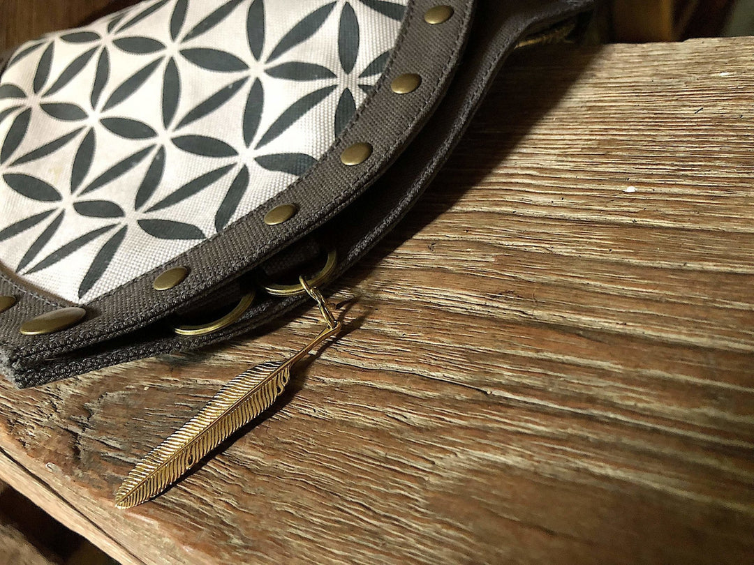 Extra Brass Feather Pendant by Chintamani - Eagle Feather Charm - ChintamaniAlchemi