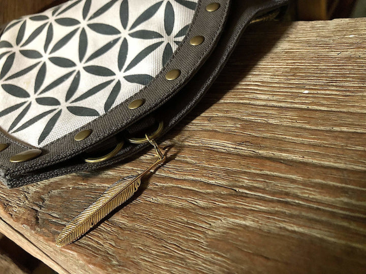 Extra Brass Feather Pendant by Chintamani - Eagle Feather Charm - ChintamaniAlchemi