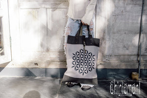 Flower Of Life Shopping Tote Bag / Reusable Market Canvas Hobo Bag - ChintamaniAlchemi